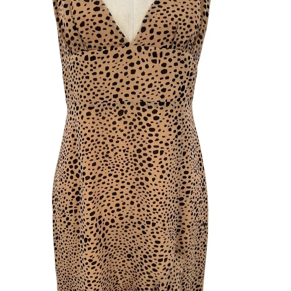 Majorelle Loreto Dress Long Side Slit Ruffle Natural‎ Leopard Print Size Medium
